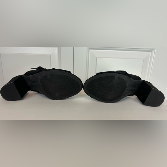 CHRISTIAN SIRIANO Black Faux Suede High Heel Mules Shoes - Picture 3 of 11